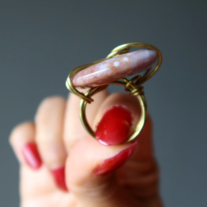 Jasper Red Ring Gold Wire Wrapped Donut Grounding Stone