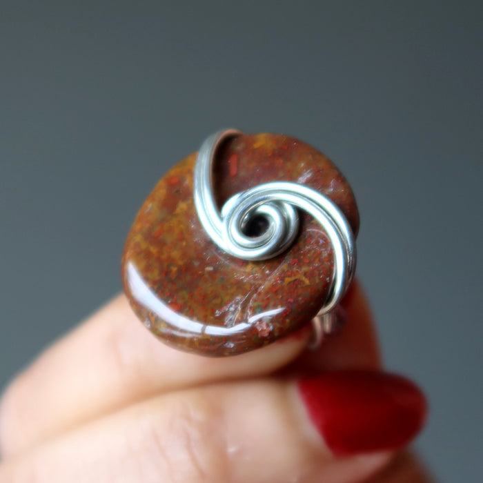 Red Jasper Ring Embrace Yourself Brecciated Stone Silver