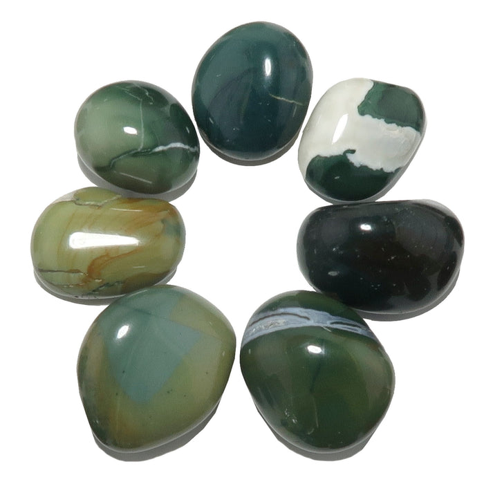 7 Green Jasper Tumbled Stones