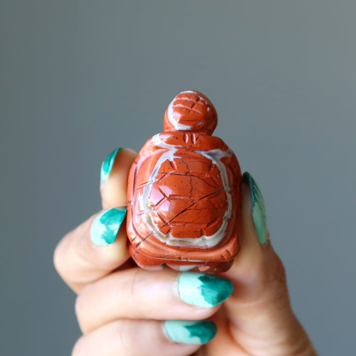 Red Jasper Turtle Sassy Spirit Stone Guardian Animal Figurine