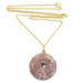 pink spotted picture jasper donut amulet stone on 14 karat gold necklace chain