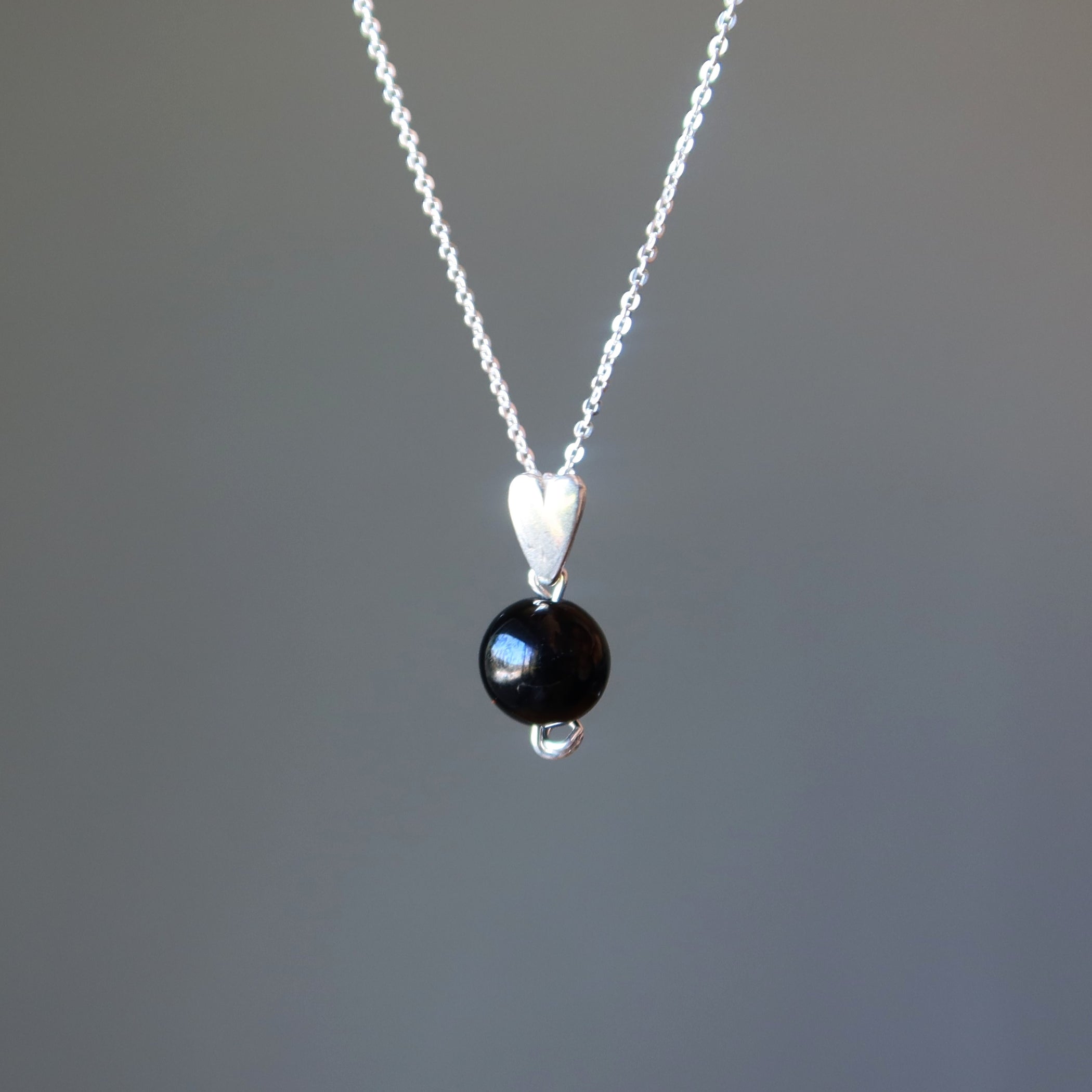 Jet Necklace Sweetheart Stone Black Protection Sterling — Satin Crystals