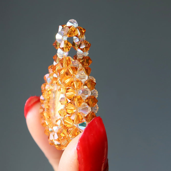 Kwan Yin Pendant Goddess Swarovski Crystal 18K Gold