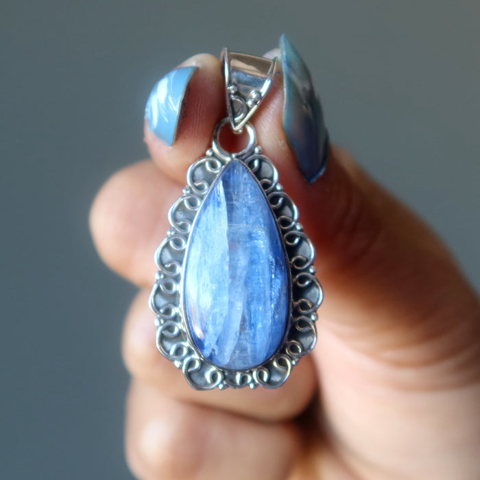 Kyanite Pendant Shimmery Blue Earth Crystal Healing Gemstone