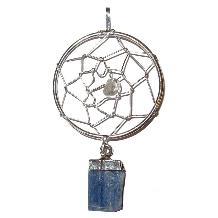blue kyanite quartz dreamcatcher pendant