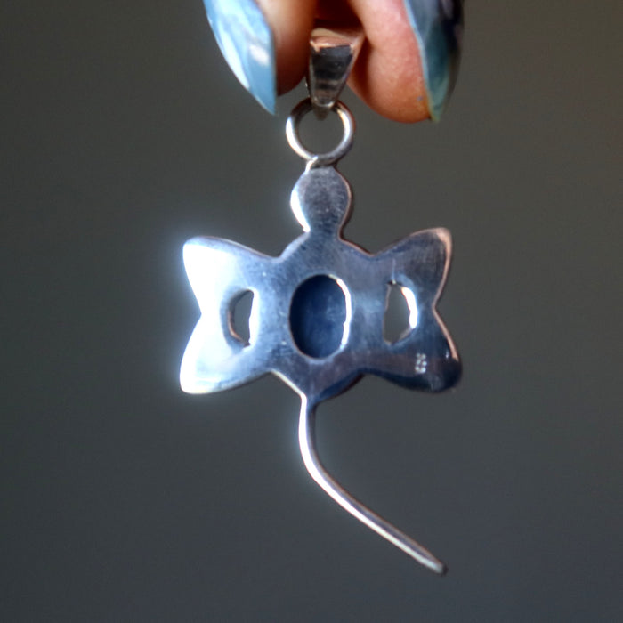 back of blue kyanite dragonfly pendant 