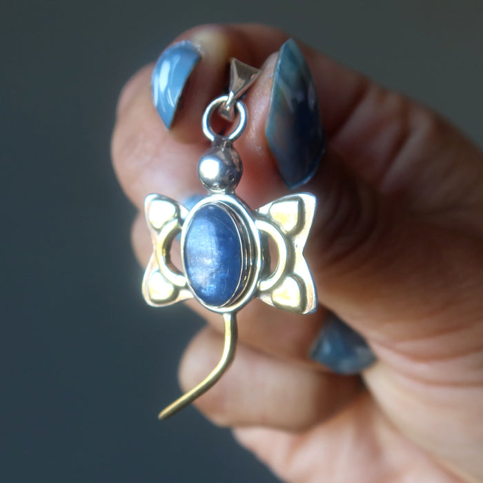 blue kyanite dragonfly pendant