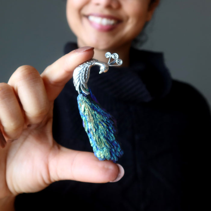 kyanite peacock pendant