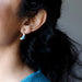 sheila of satin crystals wearing labradorite moon gold post earrings 