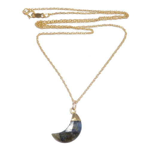 faceted labradorite crescent moon gold chain necklace