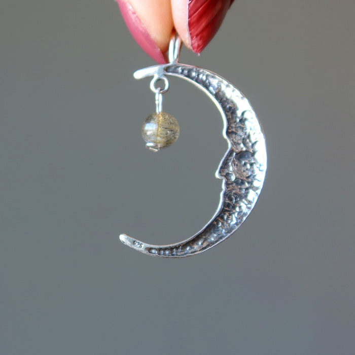 Labradorite Pendant New Moon Divine Gem Sterling Silver