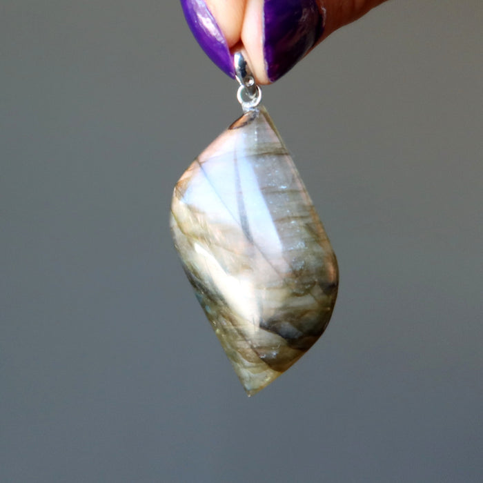 Labradorite Pendant Turn a New Leaf Rainbow Healing Crystal