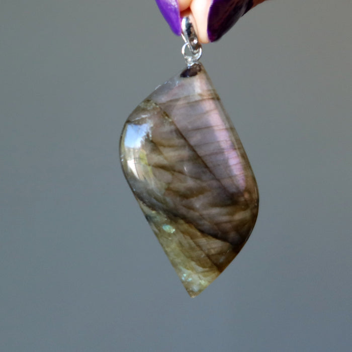 Labradorite Pendant Turn a New Leaf Rainbow Healing Crystal