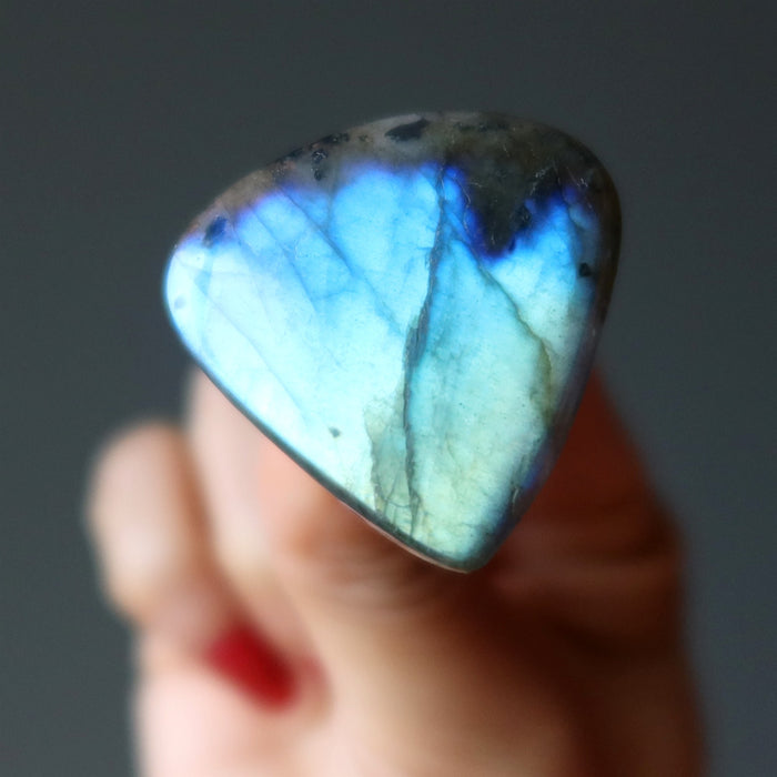 Labradorite Ring Shiny Life Brilliant Blue Rainbow Crystal