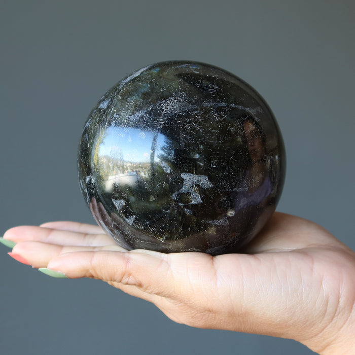 Labradorite Sphere Dark Side of Moon Flash Crystal Ball