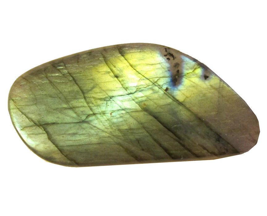 Labradorite Polished Stone 11 Golden Rainbow Potato Chip Fine Cut Translucent Crystal 2.4"