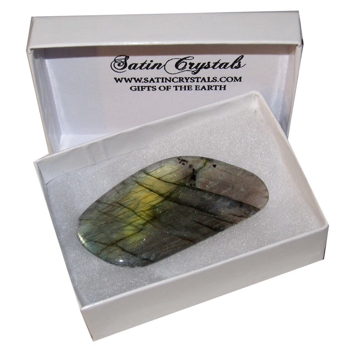 Labradorite Polished Stone 11 Golden Rainbow Potato Chip Fine Cut Translucent Crystal 2.4"
