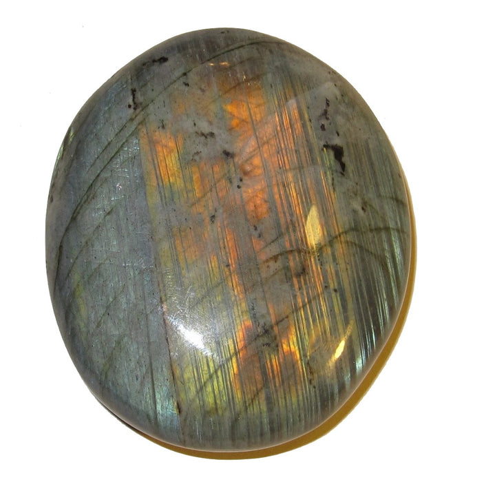 Labradorite Polished Stone 16 Beautiful Orange Fire Blue Water Rainbow Crystal Healing Gemstone 2.3" (Gift Box)