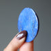 side view of lapis circle cabochon
