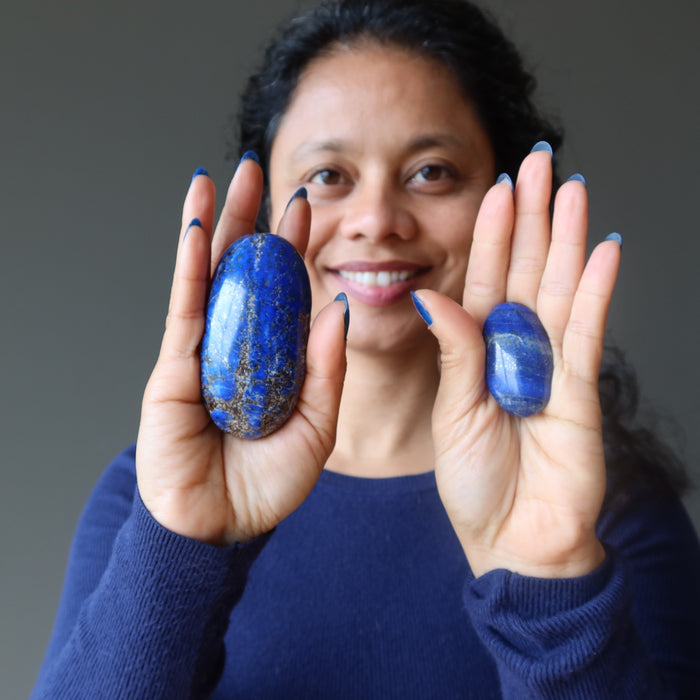 Lapis Lazuli Palm Stone Meditation Third Eye Oval Polished Crystal