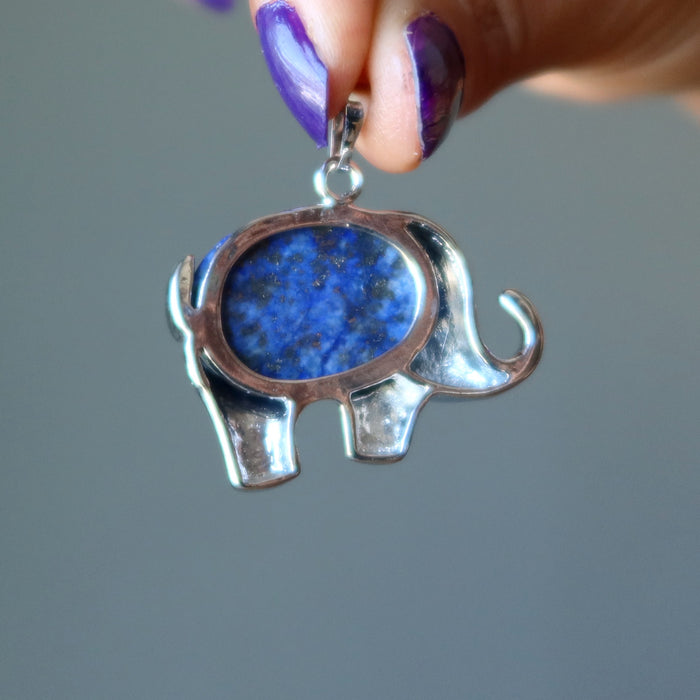 back of lapis elephant pendant