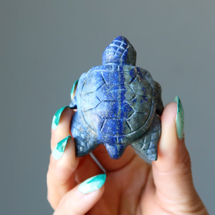 Lapis Turtle Flow of Life Sea Swimmer Blue Stone Animal Figurine