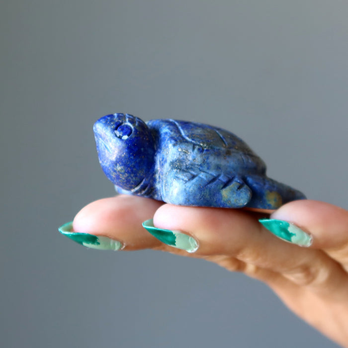 Lapis Turtle Flow of Life Sea Swimmer Blue Stone Animal Figurine