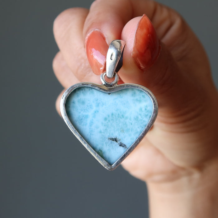 Larimar Pendant Heart Love is Lovely Blue Gem Sterling Silver