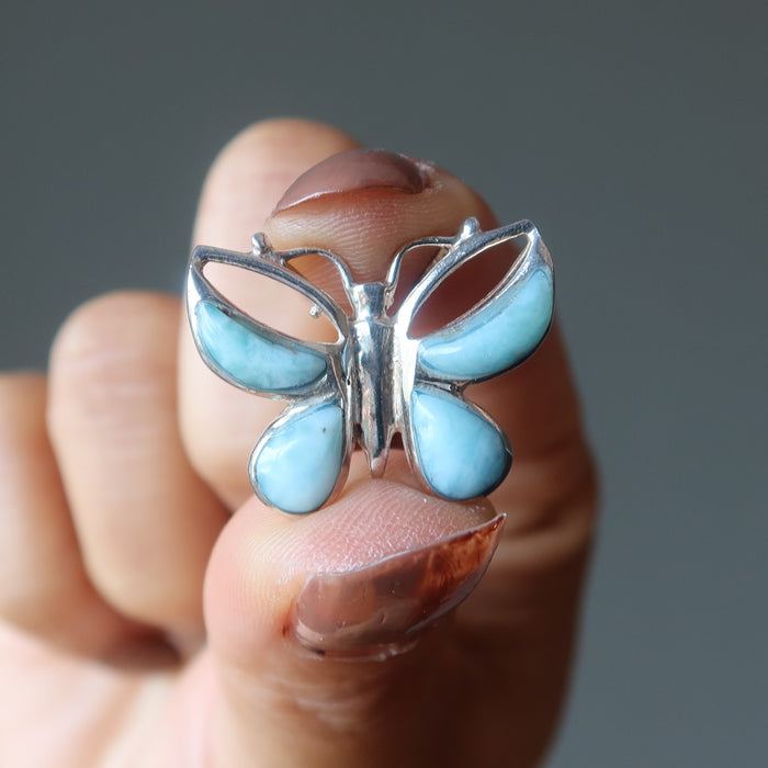 Larimar Pendant Butterfly in the Blue Sky Gem Sterling Silver
