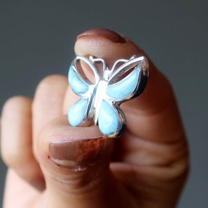 Larimar Pendant Butterfly in the Blue Sky Gem Sterling Silver