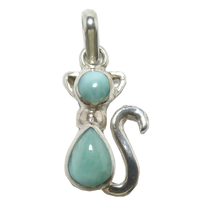 Larimar Pendant Metaphysical Meow Cat Crystal Sterling Silver