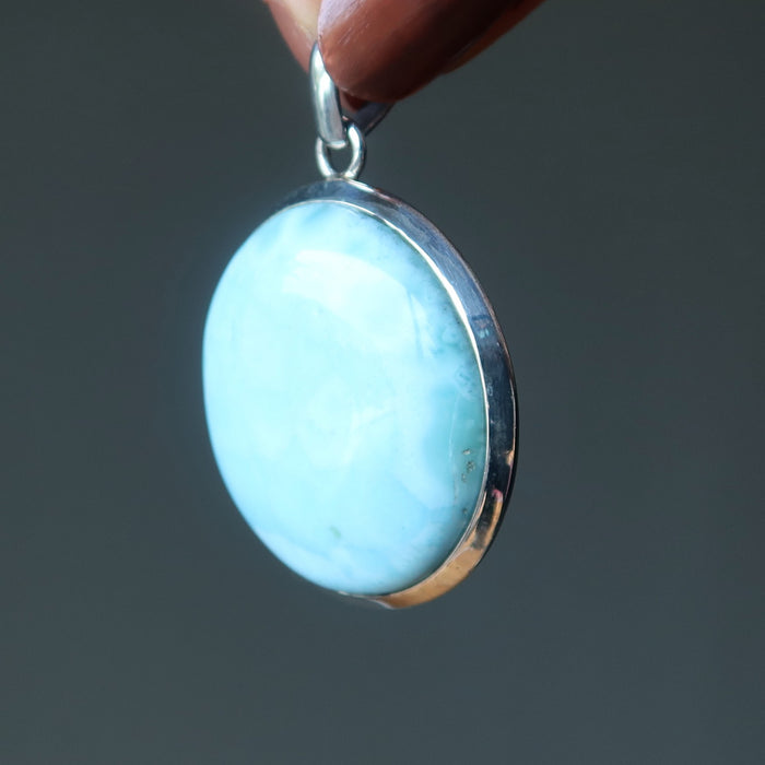Larimar Pendant Circle of Serenity Blue Throat Chakra Crystal