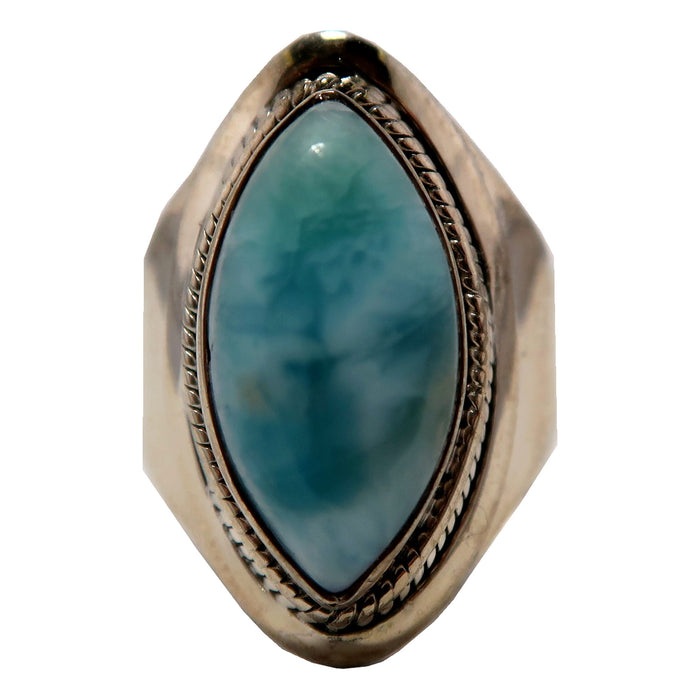 Larimar Ring Metaphysical Marquise Gemstone Sterling Silver