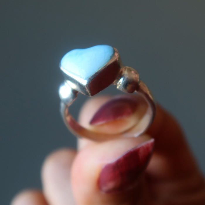 Larimar Ring Love Peace Serenity Blue Heart Sterling Silver