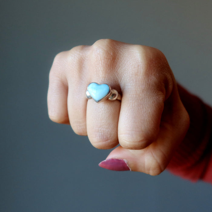 Larimar Ring Love Peace Serenity Blue Heart Sterling Silver
