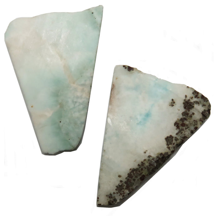 Larimar Palm Stone Set Slices of Sky Blue Healing Gemstones
