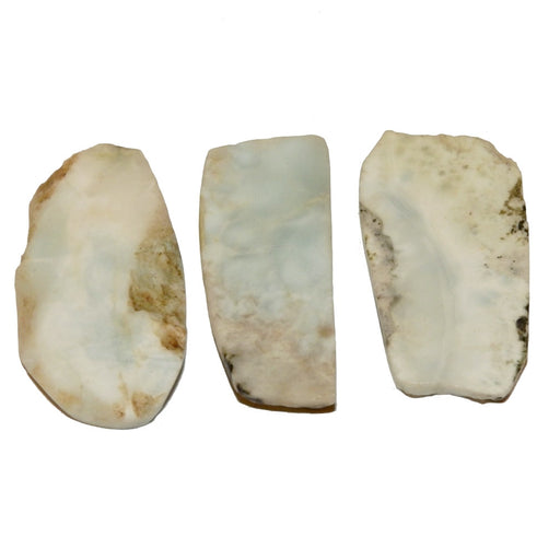 set of three polished larimar slabs