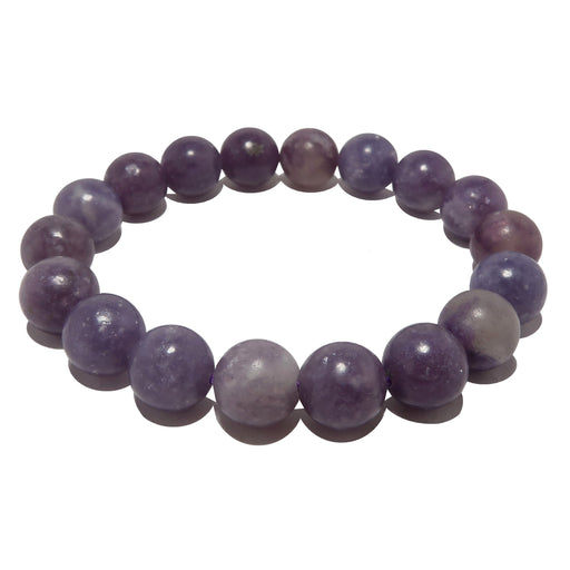 dark purple lepidolite round beaded stretch bracelet