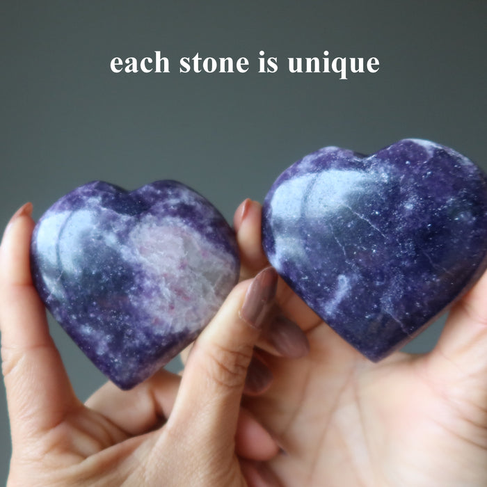 Lepidolite Heart Miracle Meditation Divine Purple Stone