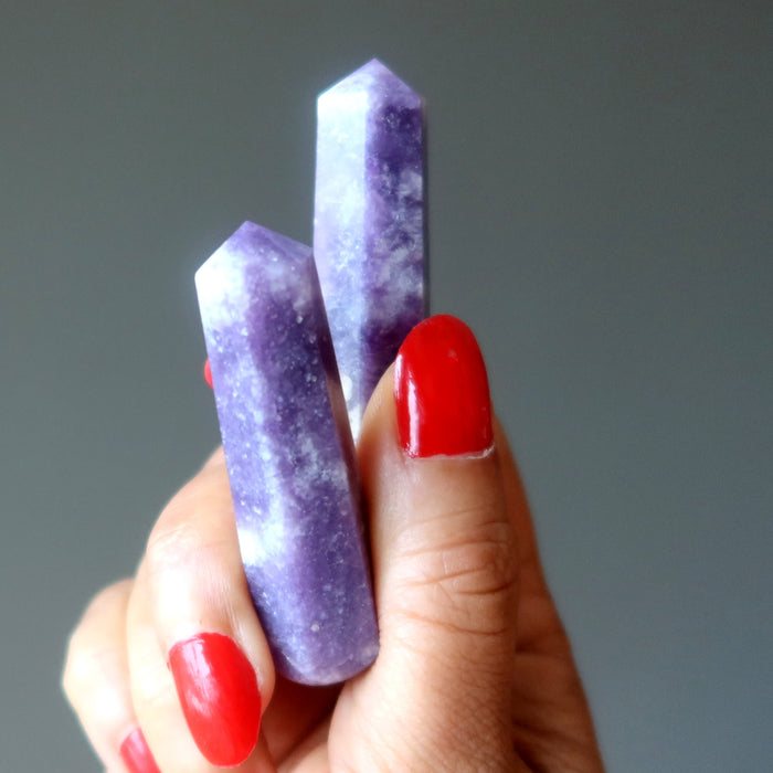 Lepidolite Wand Pair Embrace Enlightenment Purple Crystals
