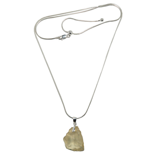 raw yellow libyan desert glass tektite on sterling silver adjustable necklace