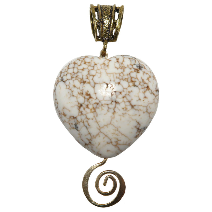 Magnesite Pendant Magnify my Love Heart Crystal Antique Brass