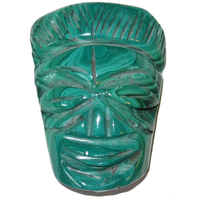 Malachite Cabochon Green Guardian Tribal Carving Gem
