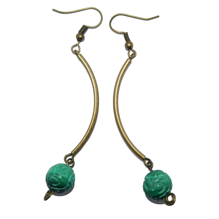 Malachite Earrings Emerald Isle Paradise Green Curves