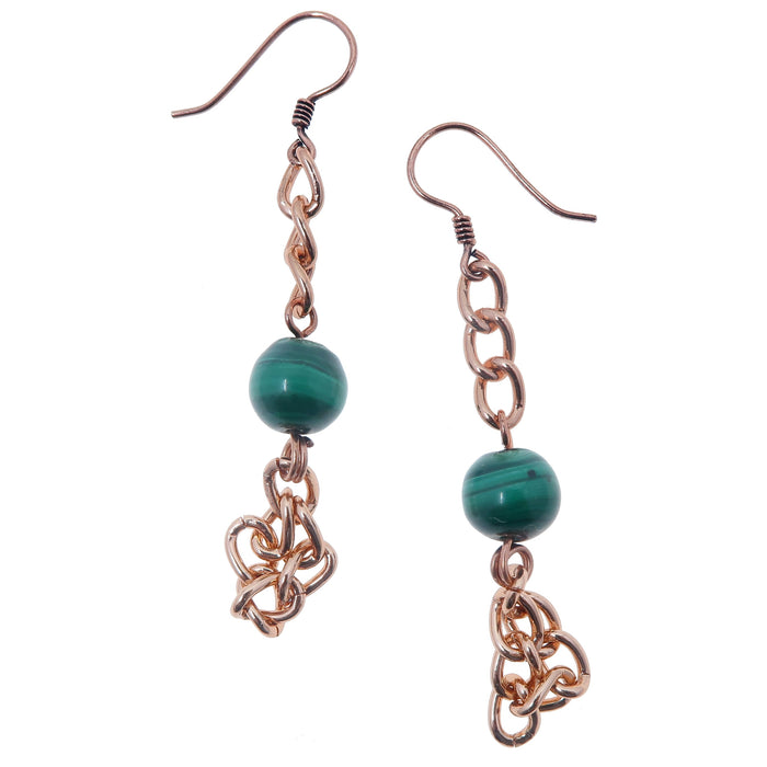 Malachite Earrings Beauty Confidence Stone Copper Chain