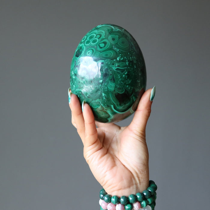 Malachite Egg Showpiece Gemstone of Luxury Opulence Rare Novelty