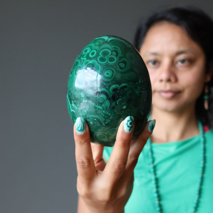 Malachite Egg Showpiece Gemstone of Luxury Opulence Rare Novelty