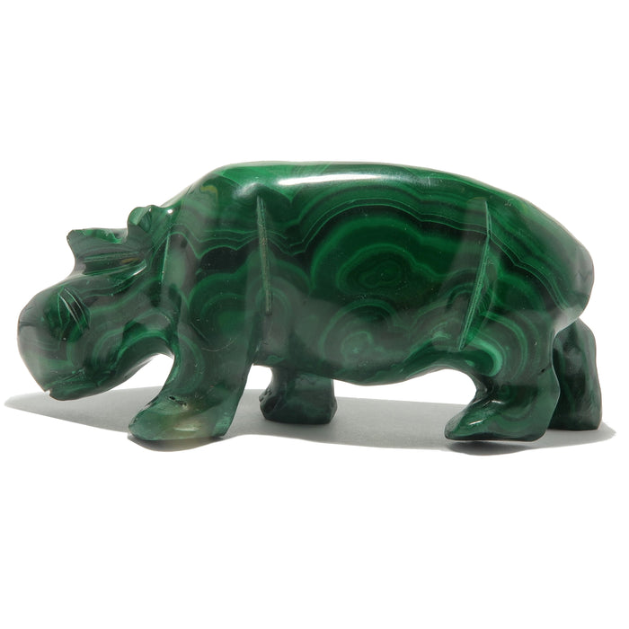 Malachite Hippopotamus Green Hippo Figurine Stone Carving Crystal