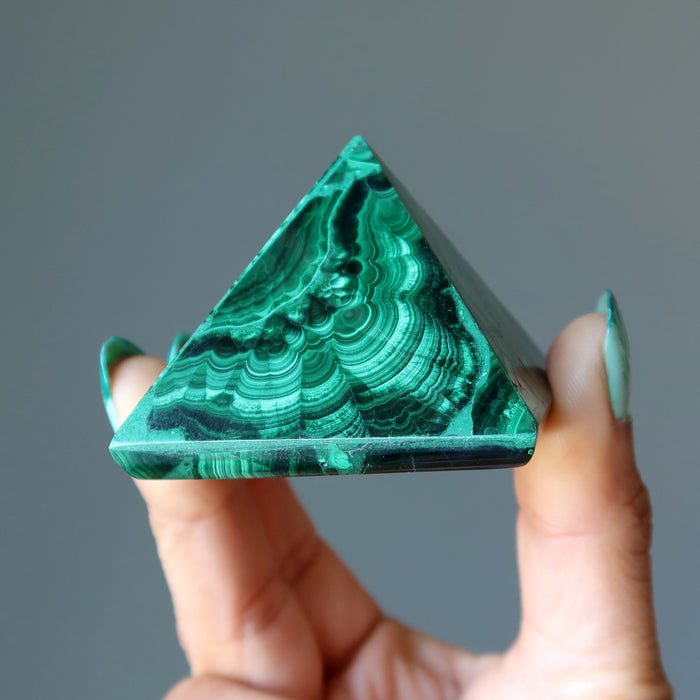 Malachite Pyramid Spirit of Congo Green Healing Crystal Stone