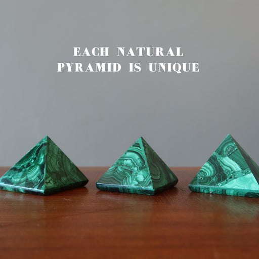 3 malachite pyramids